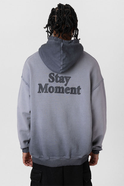Premıum Yıkamalı Yazı Detaylı Oversize Kapüşonlu Sweatshirt