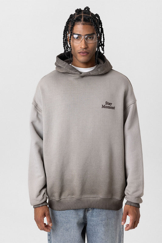 Premıum Yıkamalı Yazı Detaylı Oversize Kapüşonlu Sweatshirt
