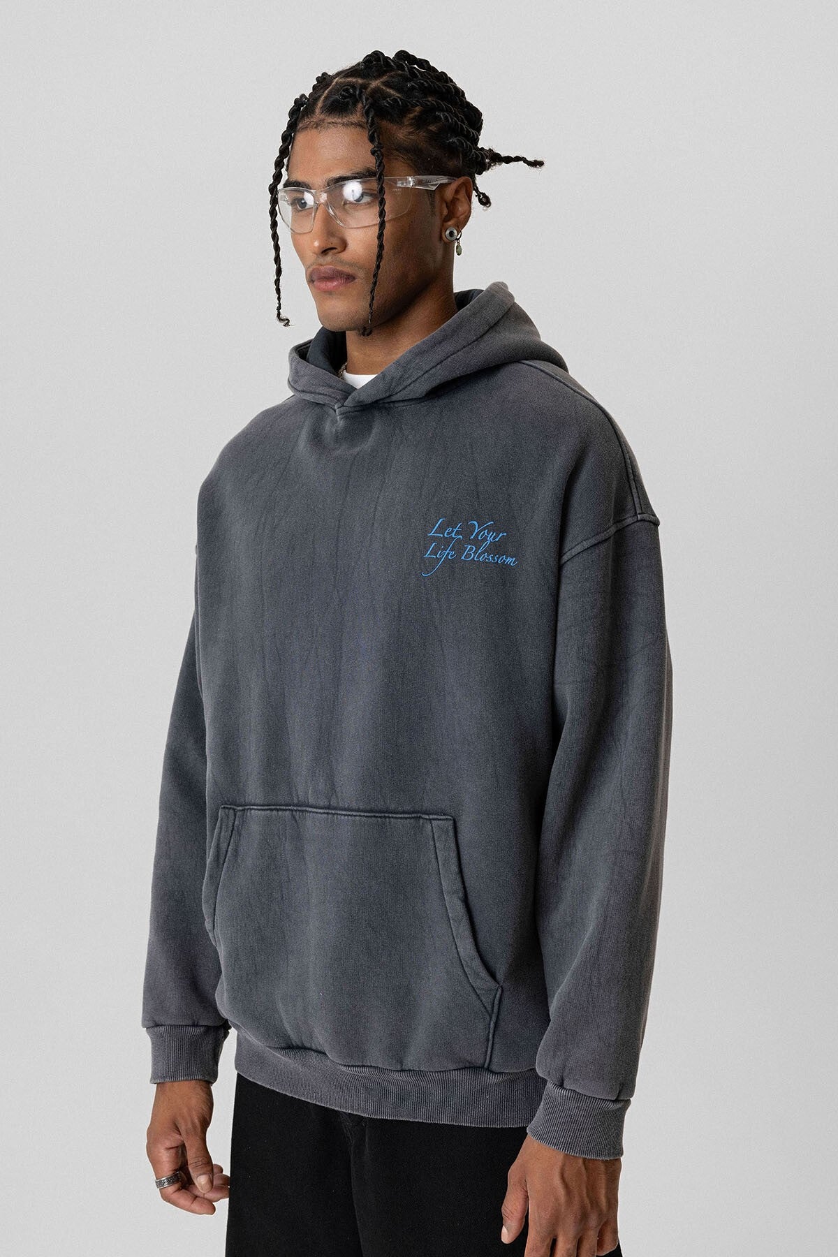 Yazı Detaylı Yıkamalı Oversize Sweatshirt