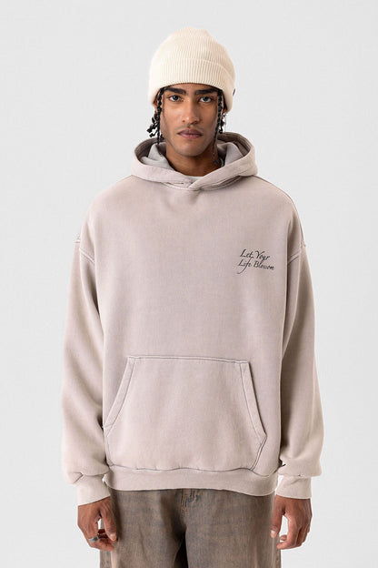 Yazı Detaylı Yıkamalı Oversize Sweatshirt