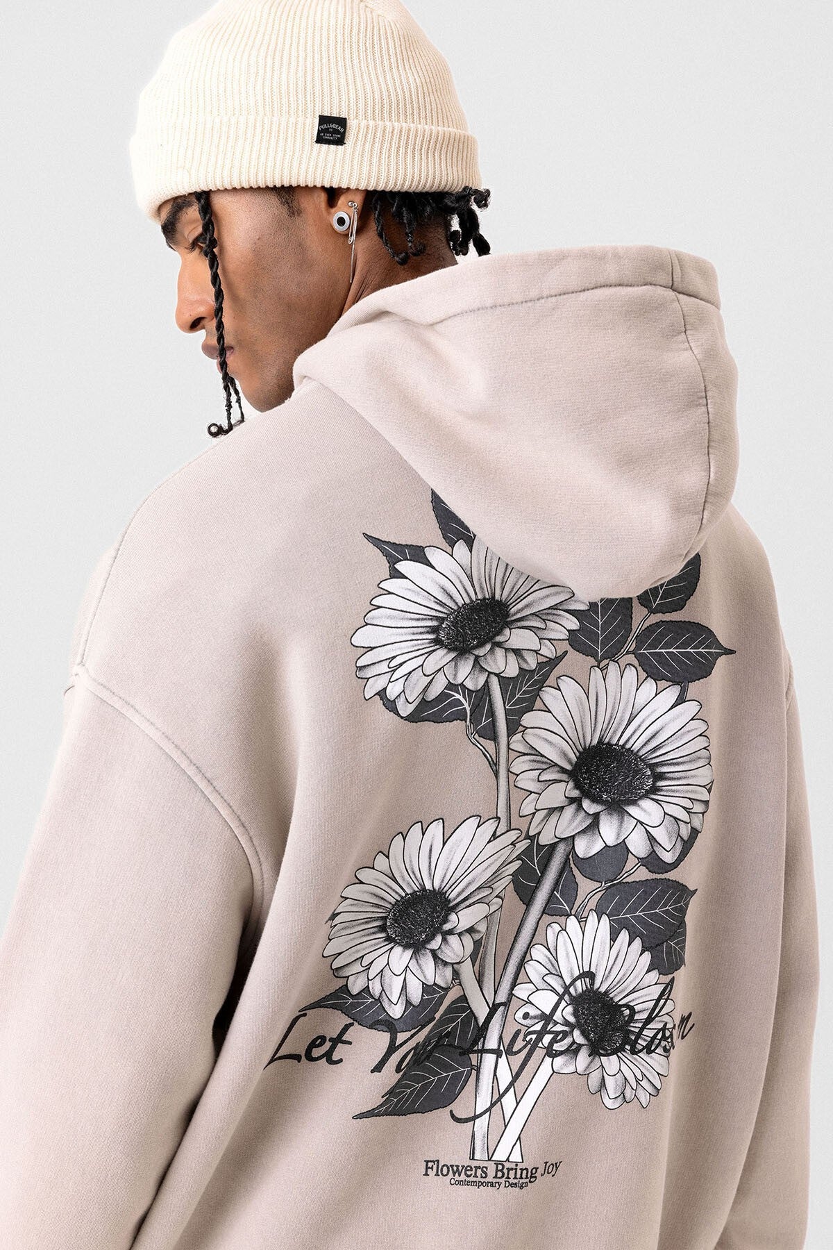 Yazı Detaylı Yıkamalı Oversize Sweatshirt