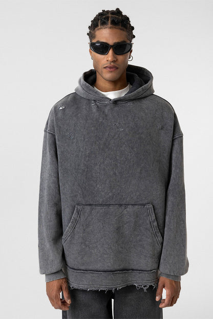 Yıkamalı Yırtık Detaylı Oversize Sweatshirt