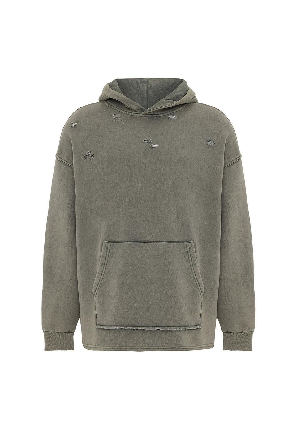 Yıkamalı Yırtık Detaylı Oversize Sweatshirt