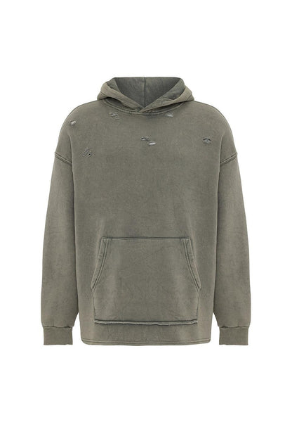 Yıkamalı Yırtık Detaylı Oversize Sweatshirt