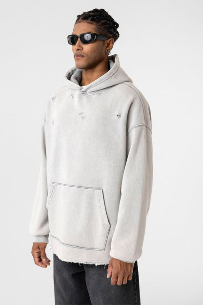 Yıkamalı Yırtık Detaylı Oversize Sweatshirt