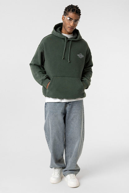 Yıkamalı Sırt Baskılı Oversize Sweatshirt