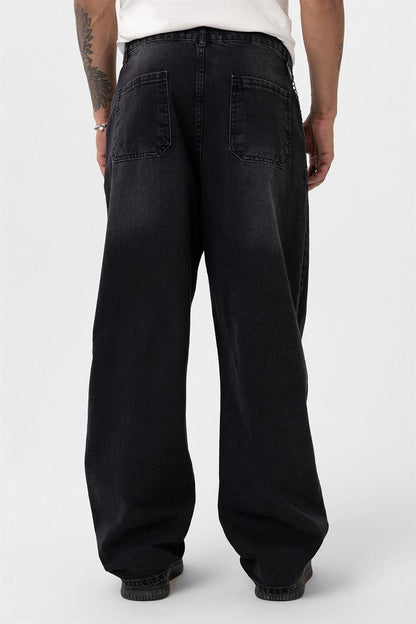 Pileli Zİncir Detaylı Baggy Jean