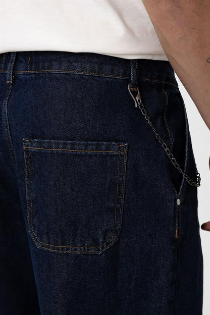 Pileli Zİncir Detaylı Baggy Jean