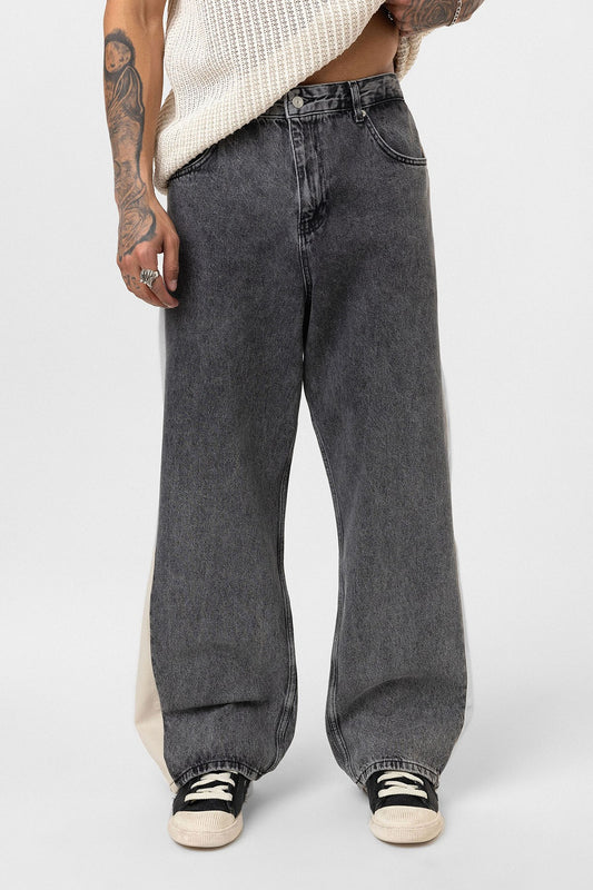 Yan Şeritli Baggy Fit Jean