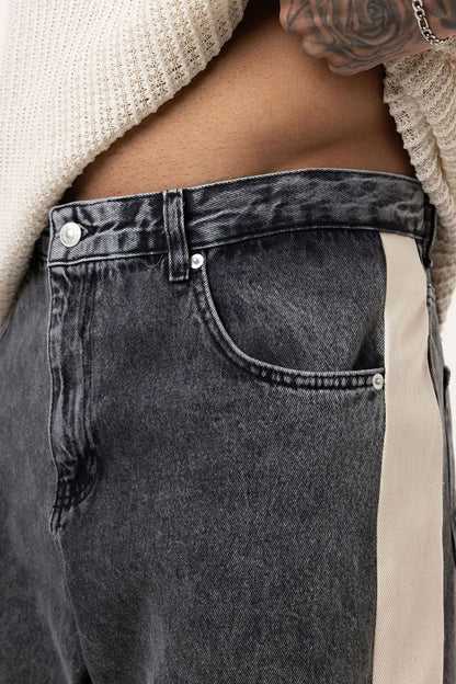 Yan Şeritli Baggy Fit Jean