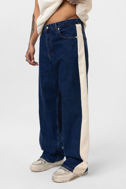 Yan Şeritli Baggy Fit Jean
