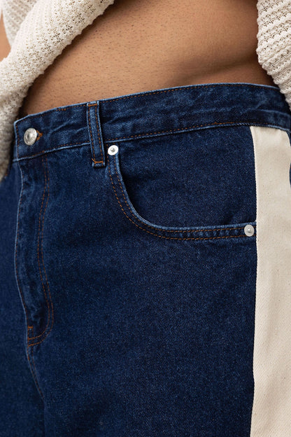 Yan Şeritli Baggy Fit Jean