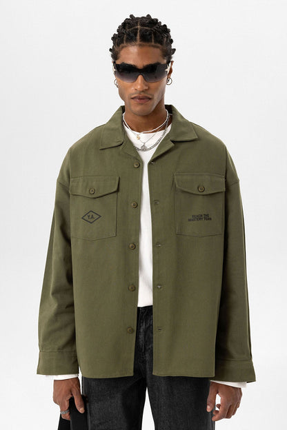 Arka Baskılı Oversize Denım Ceket