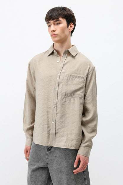 Modal Kumaş Cepli Oversize Gömlek