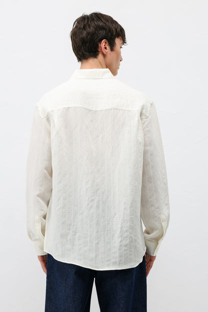 Modal Kumaş Çizgili Oversize Gömlek