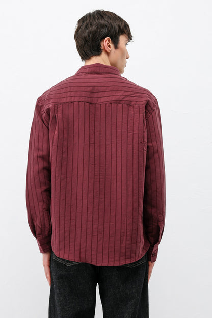 Modal Kumaş Çizgili Oversize Gömlek