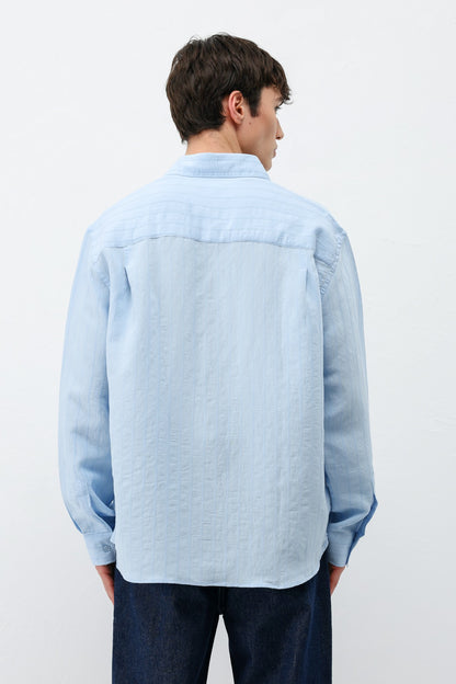 Modal Kumaş Çizgili Oversize Gömlek