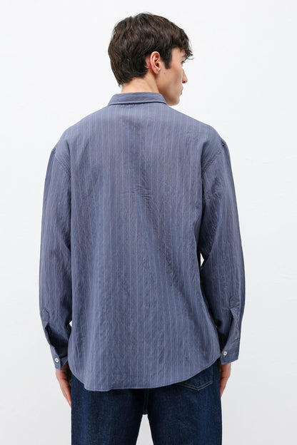 Çizgili Lyocell Kumaş Oversize Gömlek