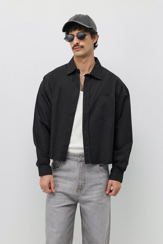 Keten Boxy Fit Crop Gömlek