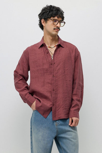 Dökümlü Oversize Modal Karışımlı Gömlek