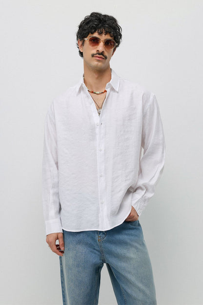 Dökümlü Oversize Modal Karışımlı Gömlek