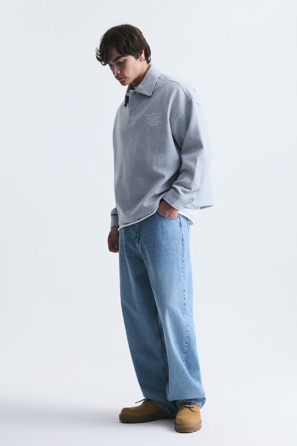 Boxy Fit Polo Yaka Sweatshirt