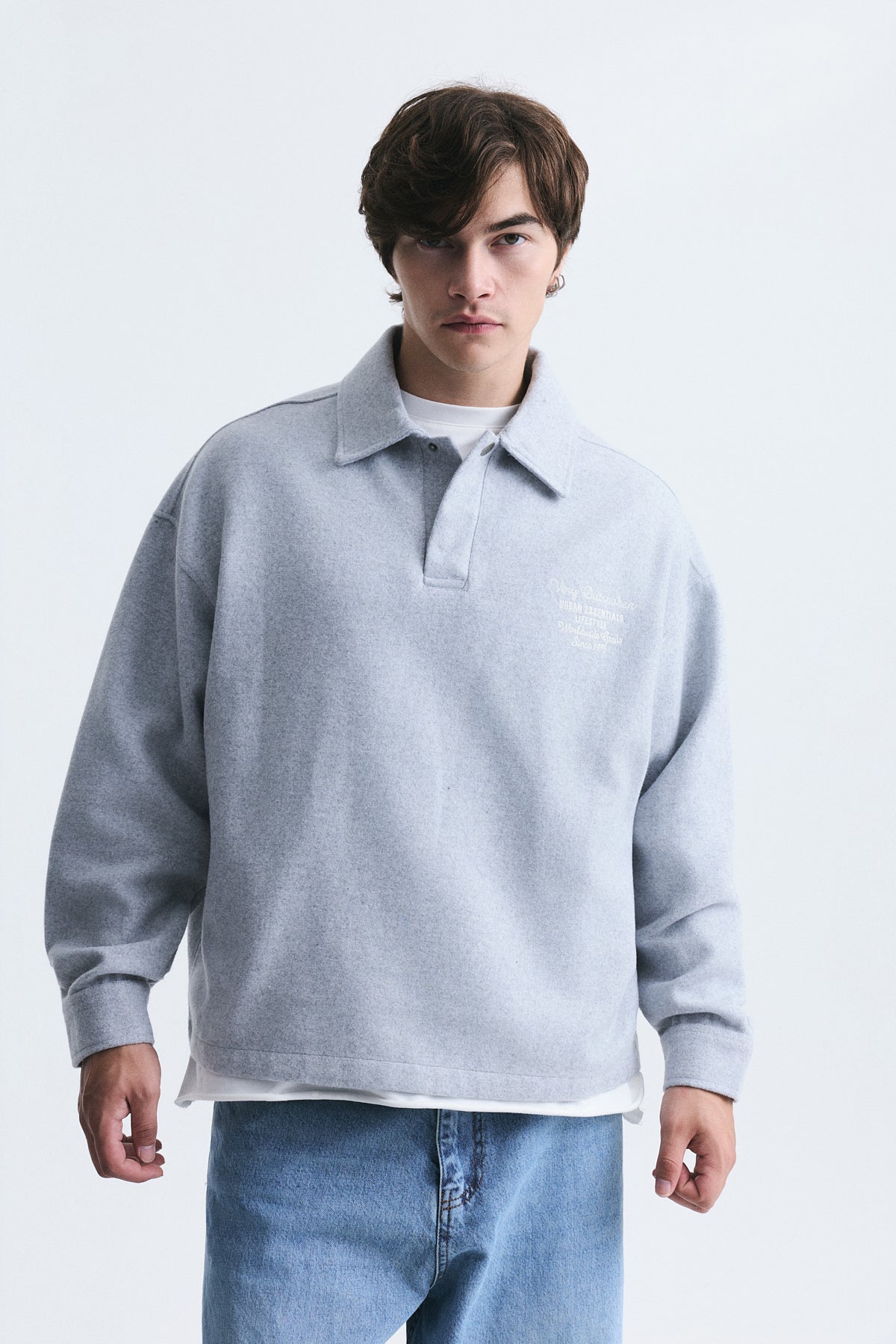 Boxy Fit Polo Yaka Sweatshirt