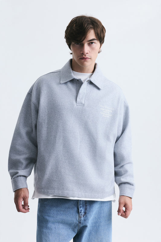 Boxy Fit Polo Yaka Sweatshirt