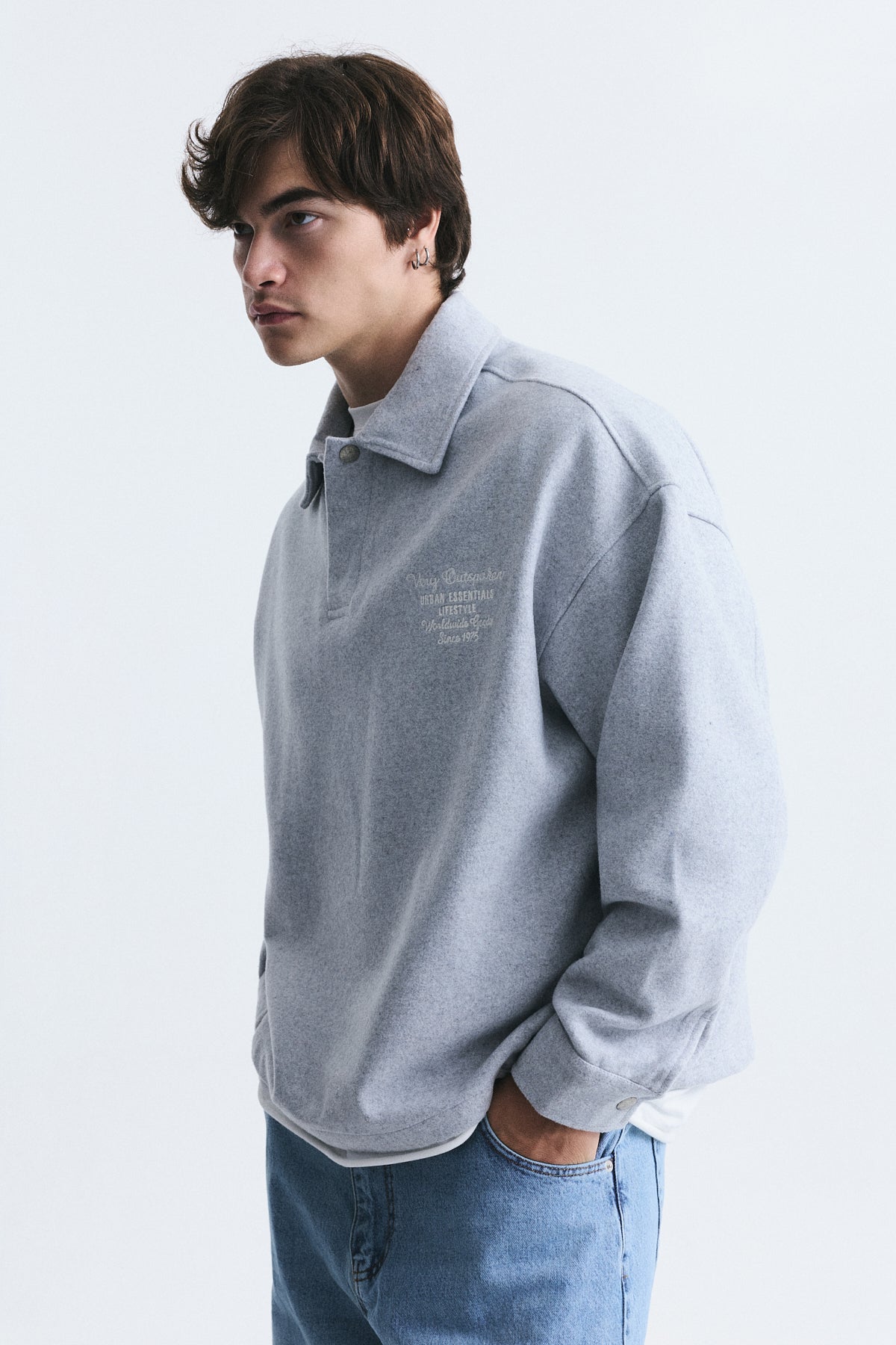 Boxy Fit Polo Yaka Sweatshirt