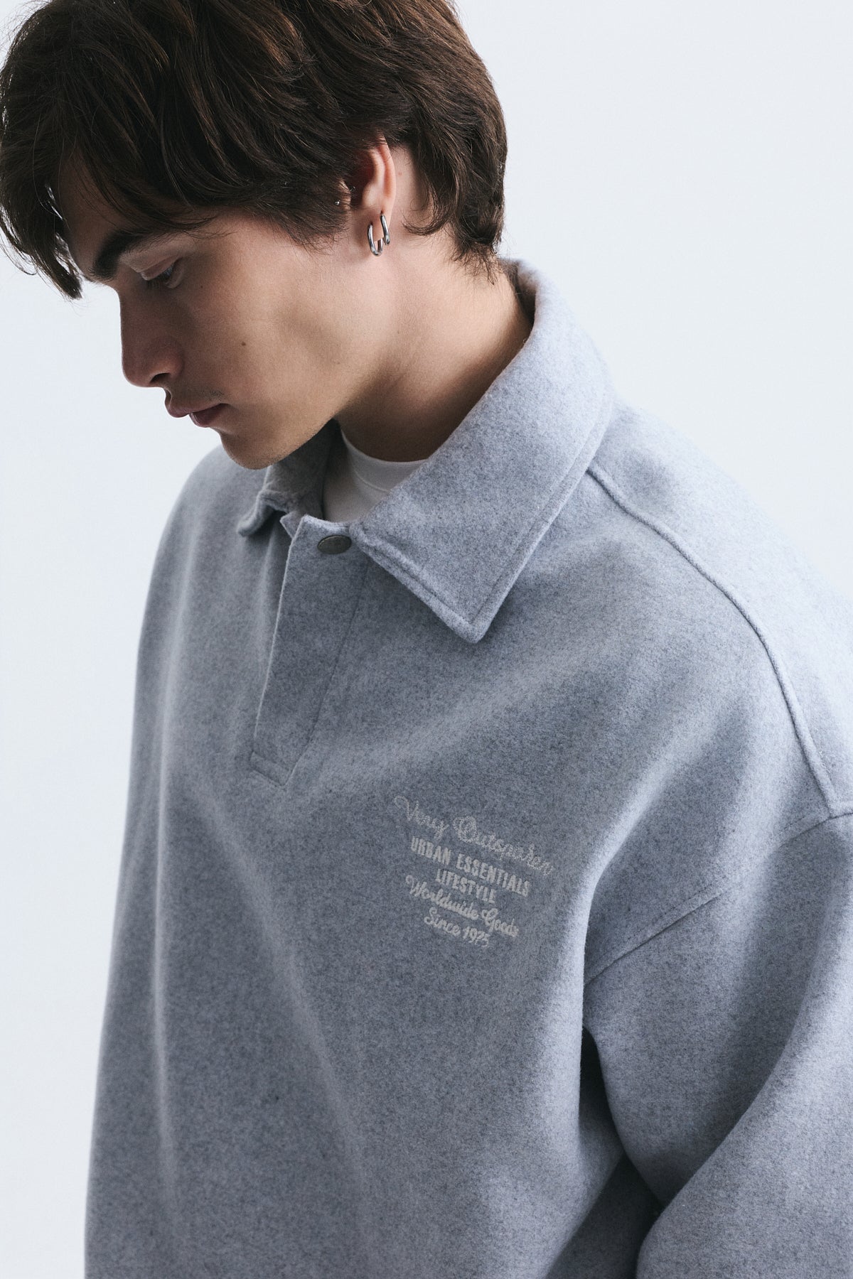Boxy Fit Polo Yaka Sweatshirt