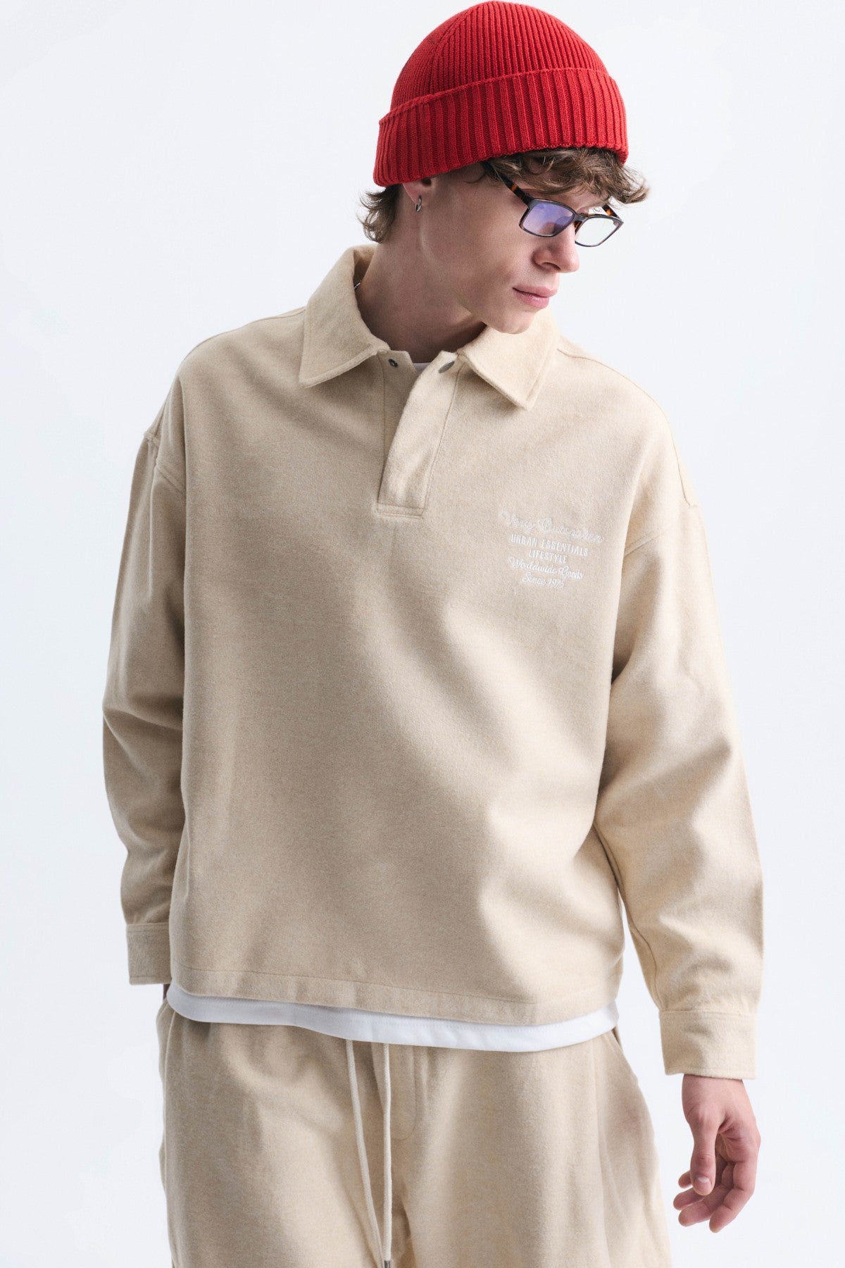Boxy Fit Polo Yaka Sweatshirt
