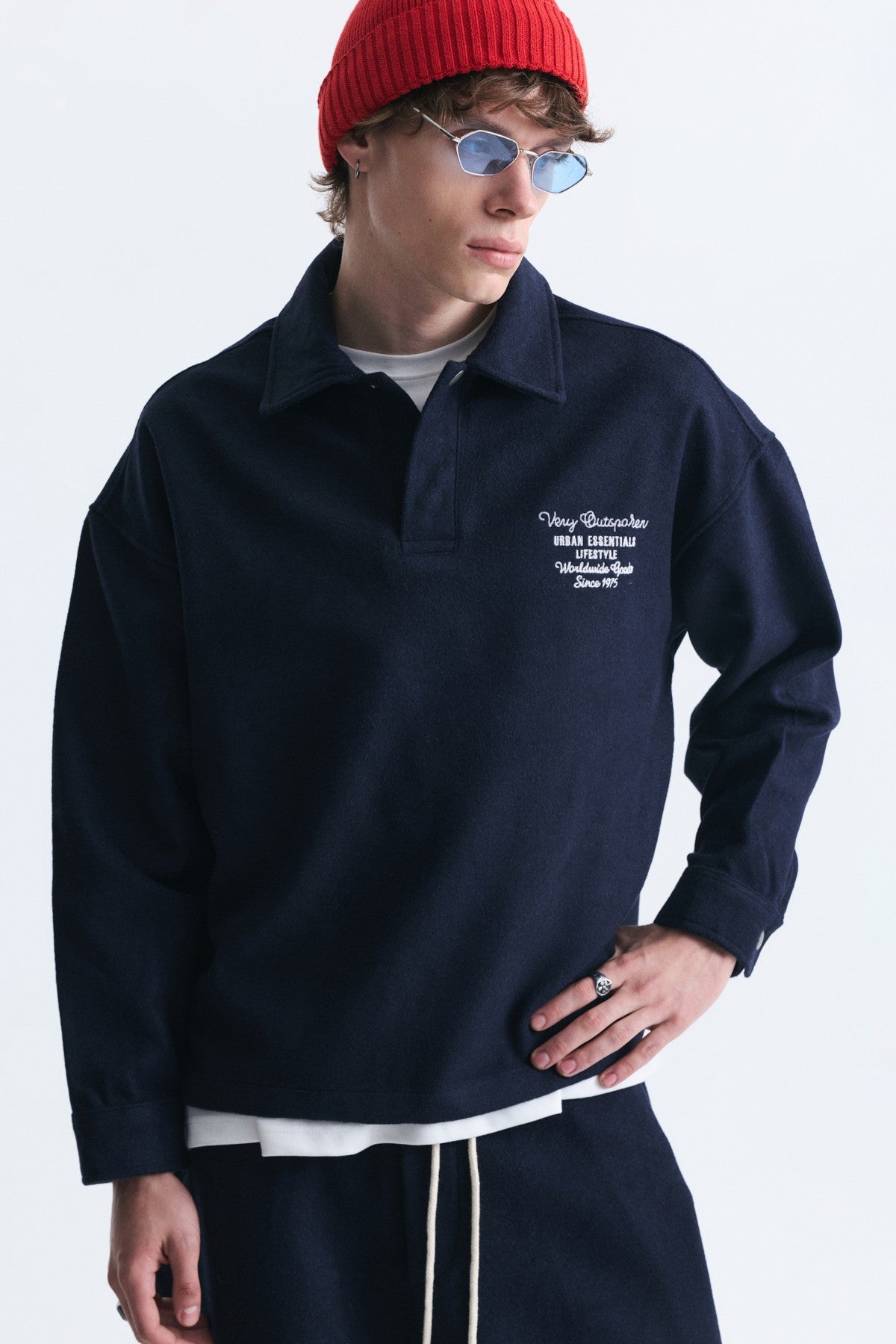 Boxy Fit Polo Yaka Sweatshirt