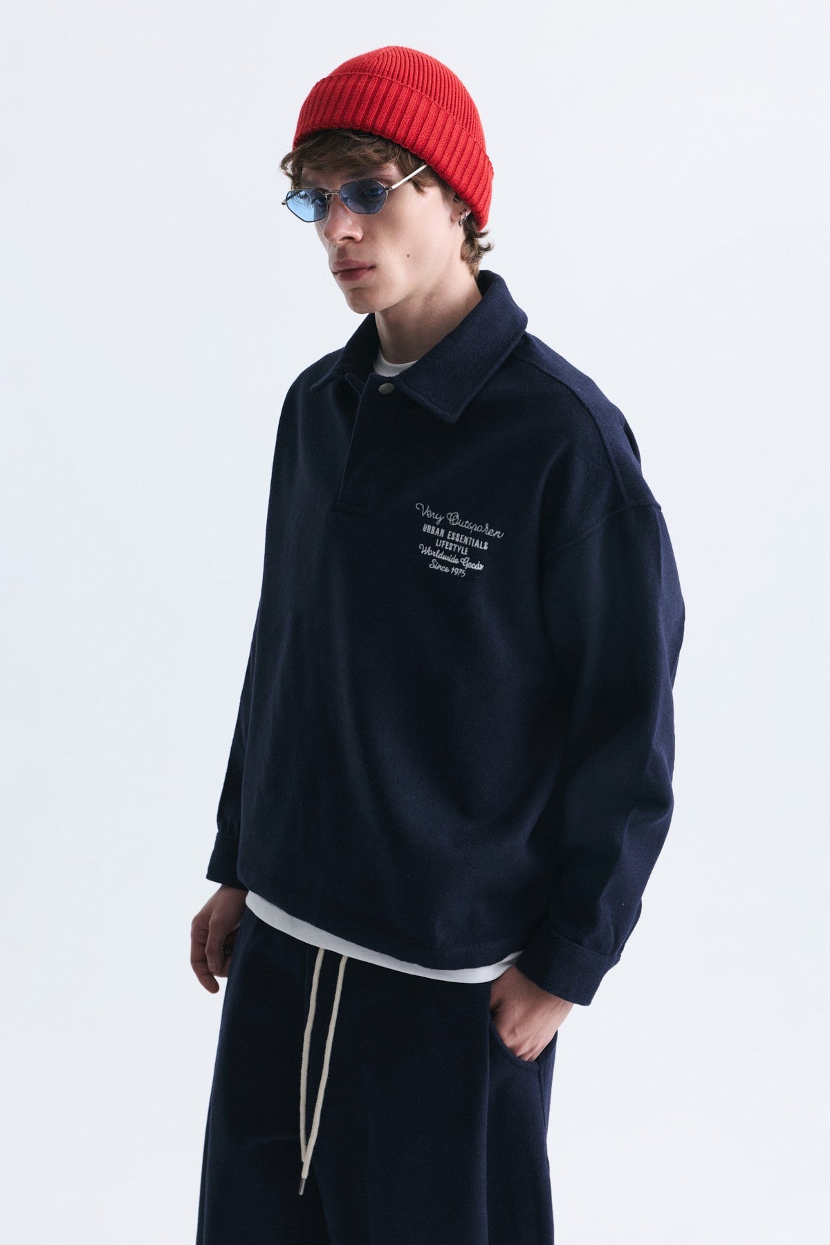 Boxy Fit Polo Yaka Sweatshirt