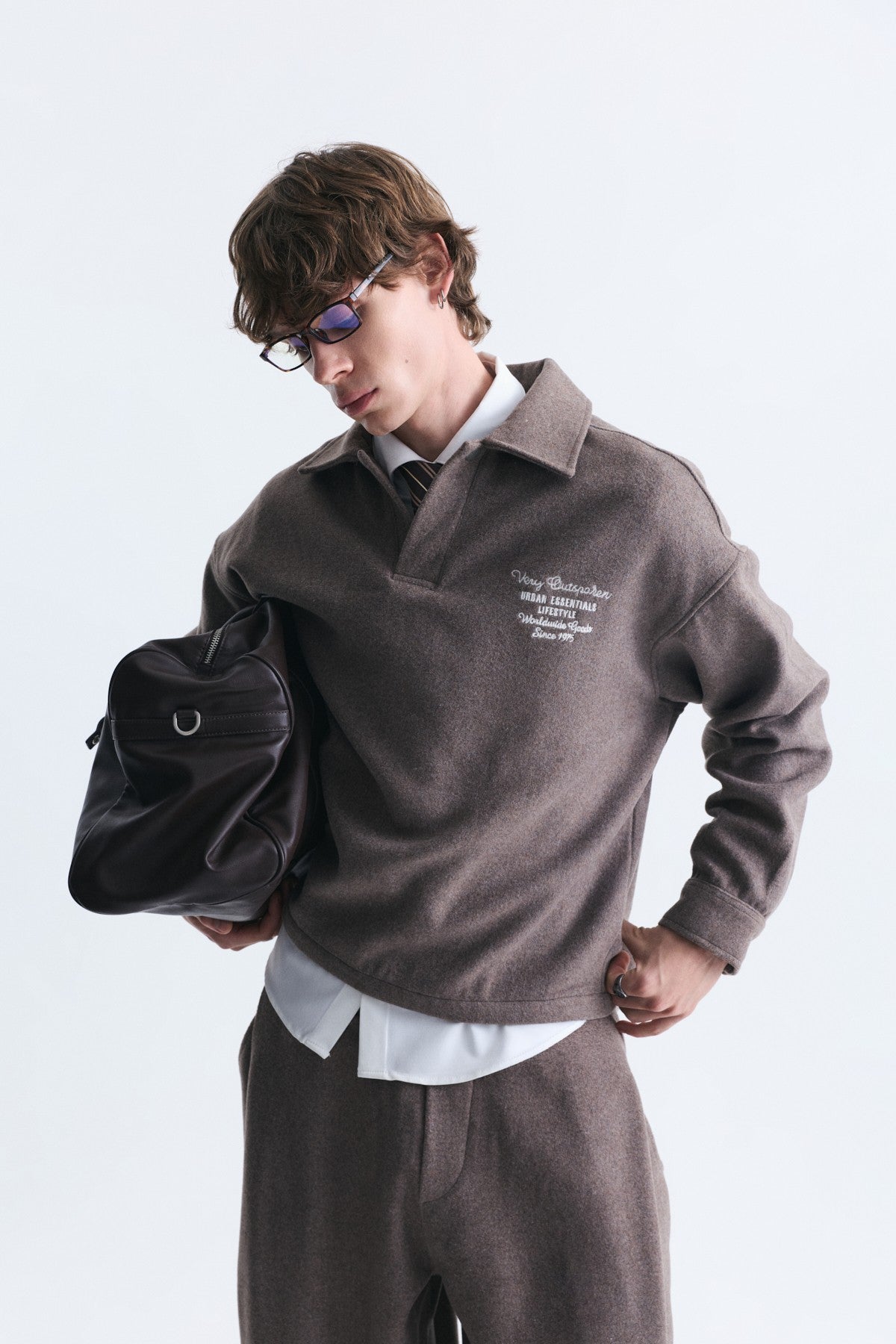 Boxy Fit Polo Yaka Sweatshirt