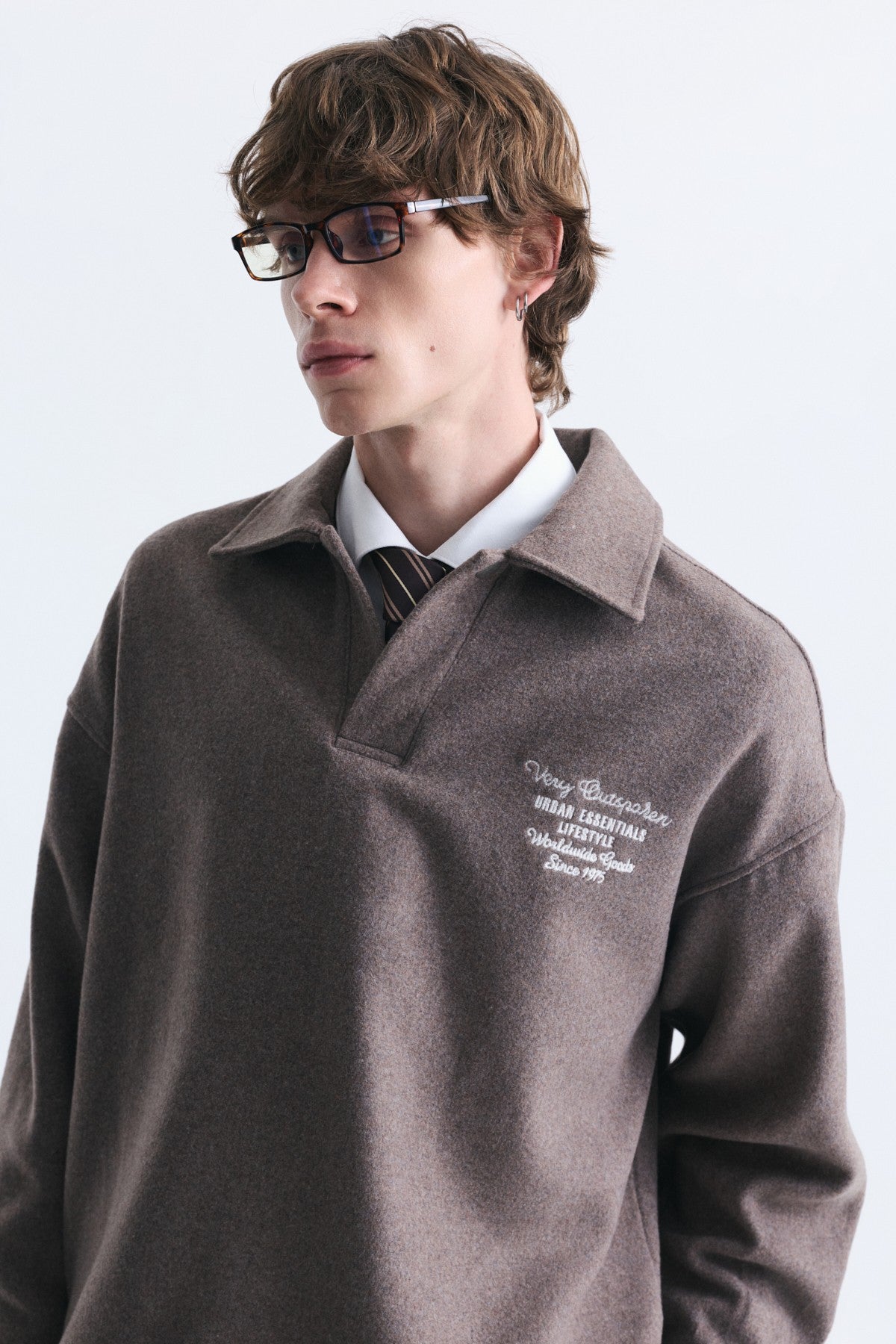 Boxy Fit Polo Yaka Sweatshirt