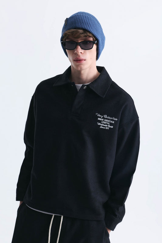 Boxy Fit Polo Yaka Sweatshirt