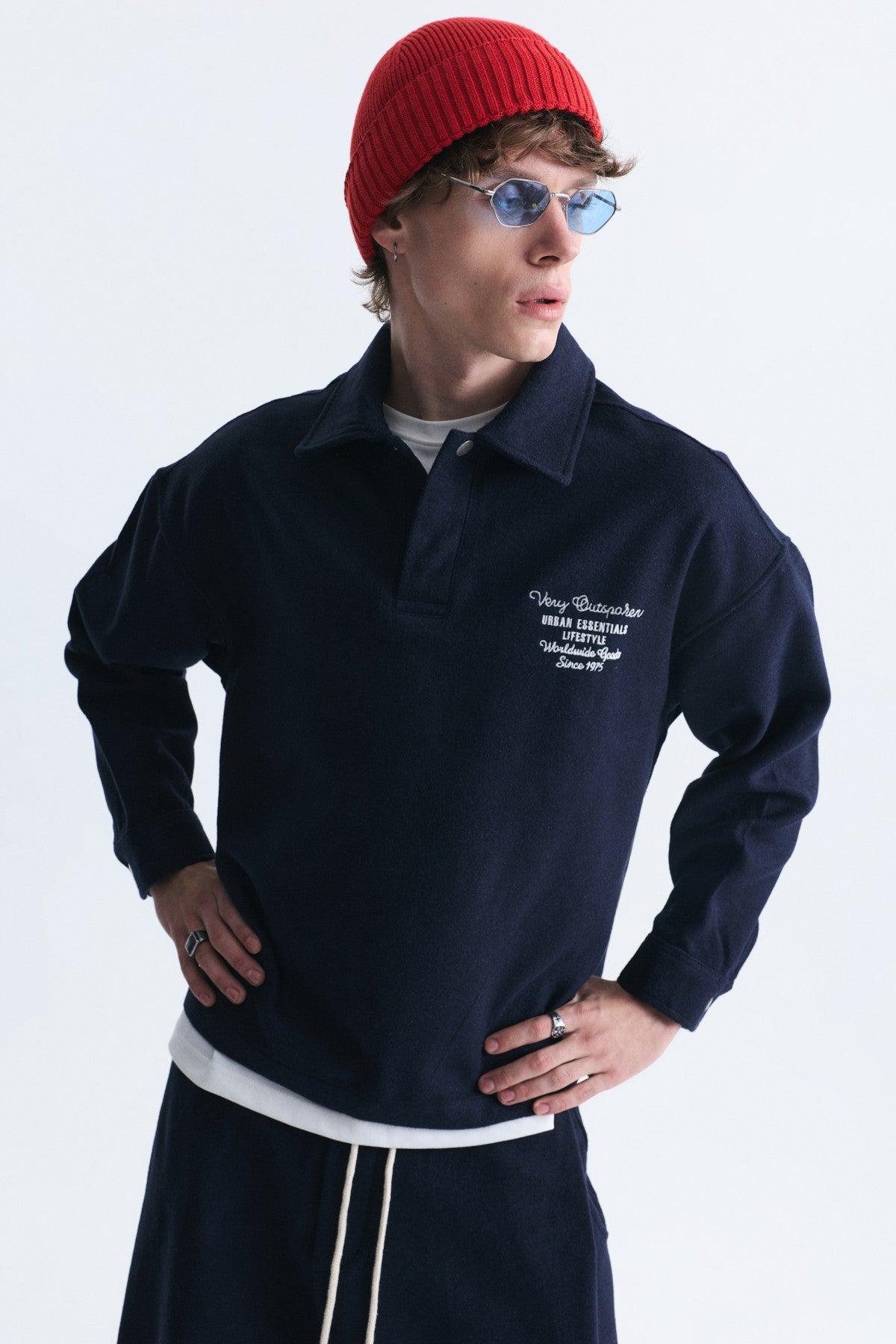 Boxy Fit Polo Yaka Sweatshirt