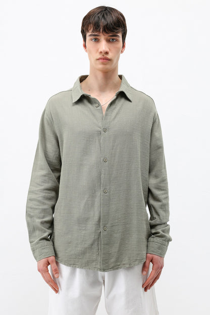 Basic Keten Oversize Gömlek