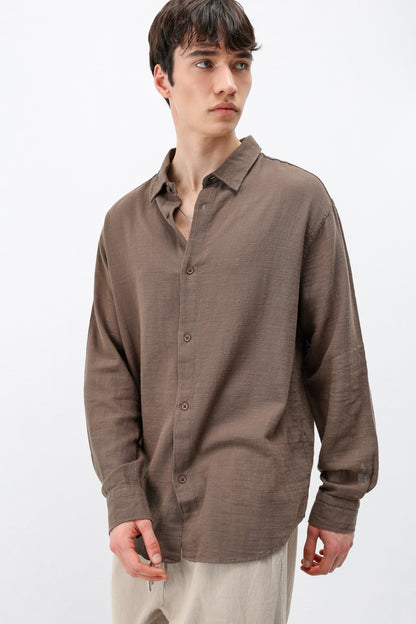 Basic Keten Oversize Gömlek