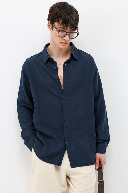Basic Keten Oversize Gömlek