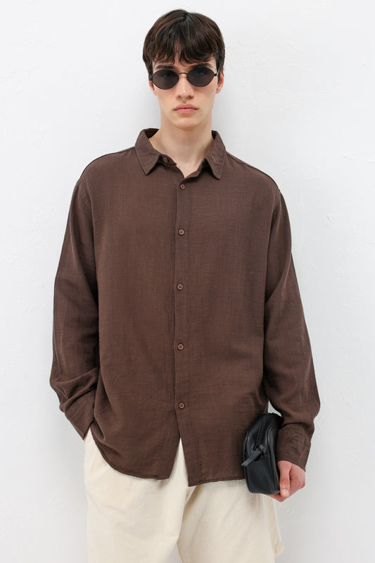 Basic Keten Oversize Gömlek