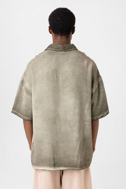 Yıkamalı Kısa Kollu Oversize Gömlek