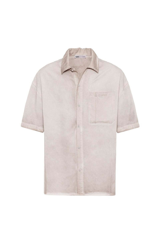 Yıkamalı Kısa Kollu Oversize Gömlek