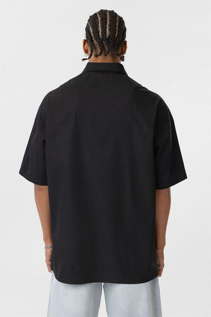 Ön Baskılı %100 Pamuk Poplin Oversize Gömlek