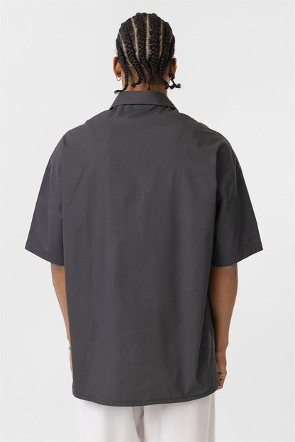 Ön Baskılı %100 Pamuk Poplin Oversize Gömlek