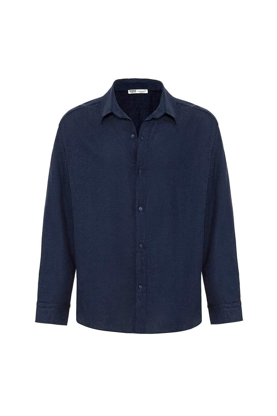 Basic Oversize Uzun Kollu Keten Gömlek