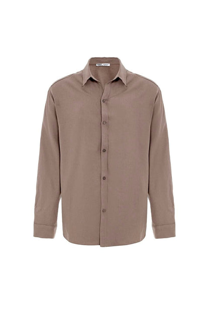 Basic Oversize Uzun Kollu Keten Gömlek