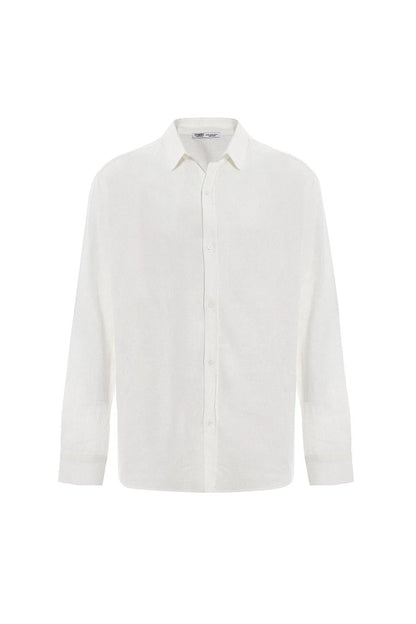 Basic Oversize Uzun Kollu Keten Gömlek