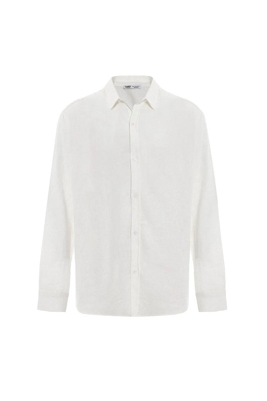 Basic Oversize Uzun Kollu Keten Gömlek