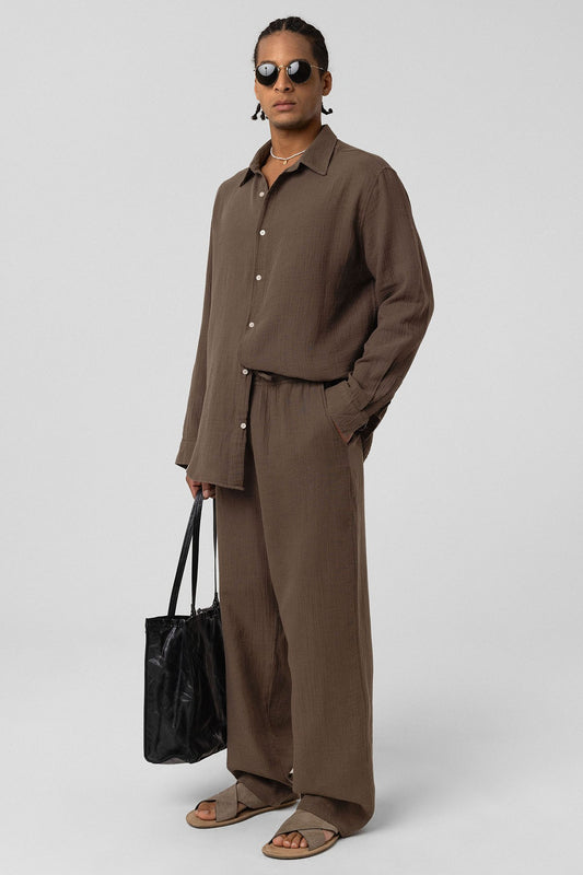 Oversize Uzun Kol Müslin Kumaş Gömlek